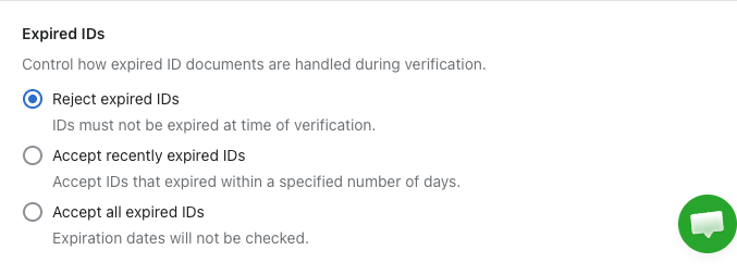 Reject expired IDs setting